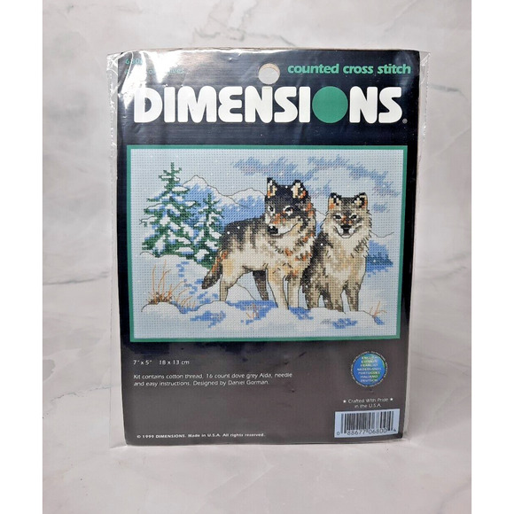 Vintage Dimensions Counted Cross Stitch Kit A Pair of Wolves 7x5 - Picture 1 of 5